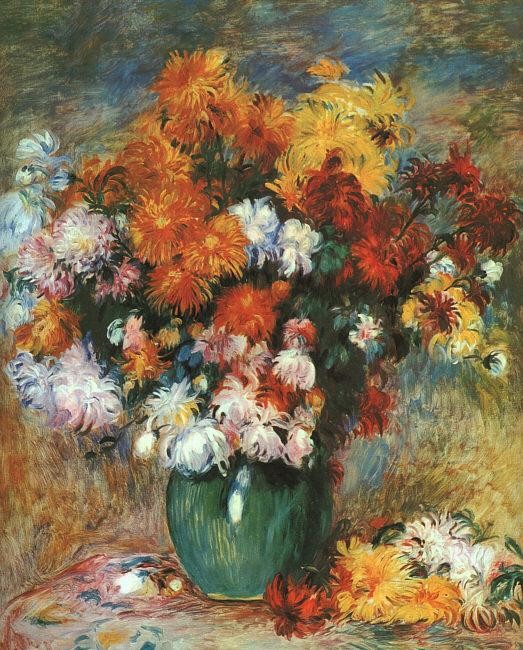 Pierre Auguste Renoir Vase of Chrysanthemums